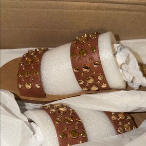 Corkys Gold Studded Tan Sandals